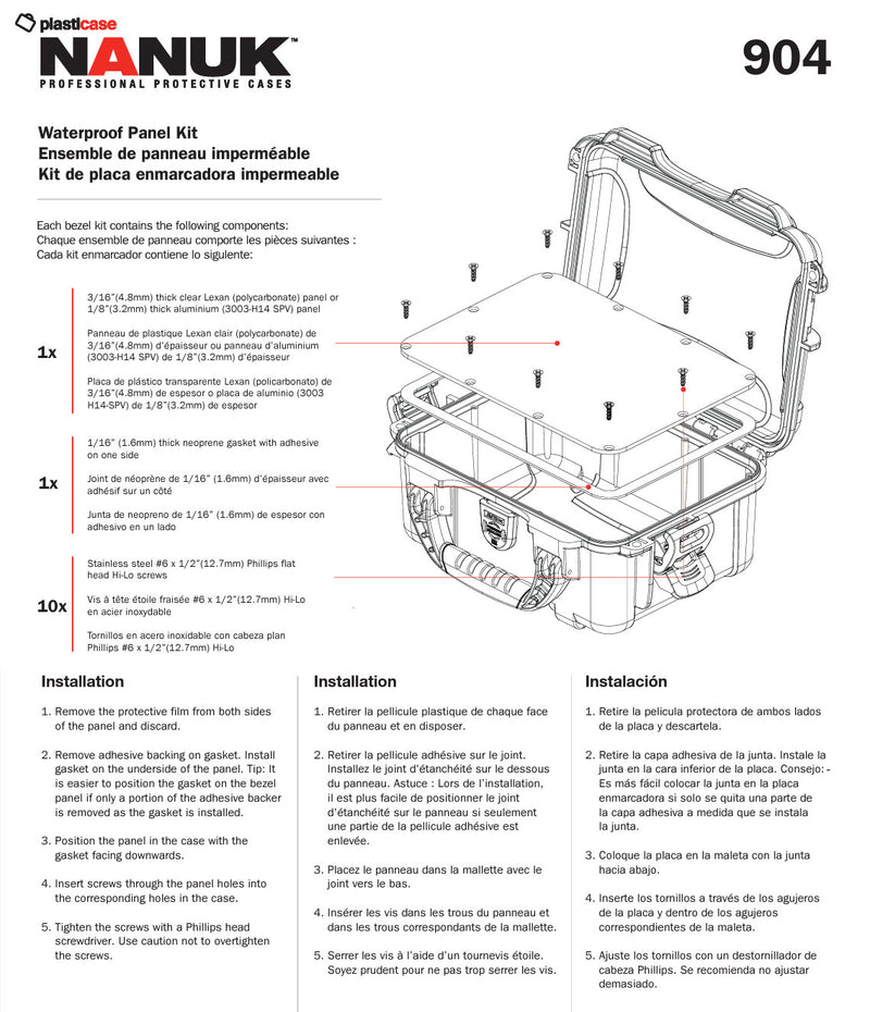 Nanuk Waterproof Panel Polycarbonate Kit for 904 Nanuk Case