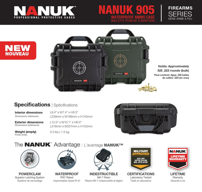 Nanuk 905 Case Empty with White Target Logo (Black)