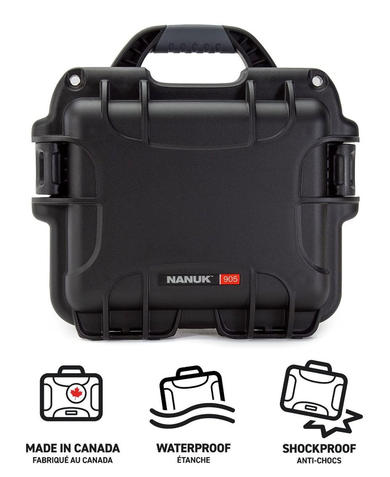 Nanuk 905 Case with Lid Organiser and Padded Divider (Black)