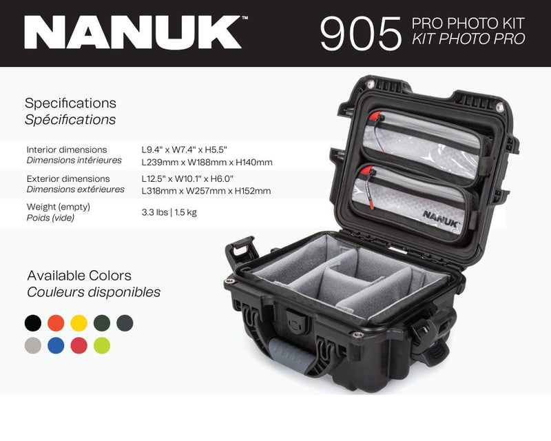 Nanuk 905 Case with Lid Organiser and Padded Divider (Black)