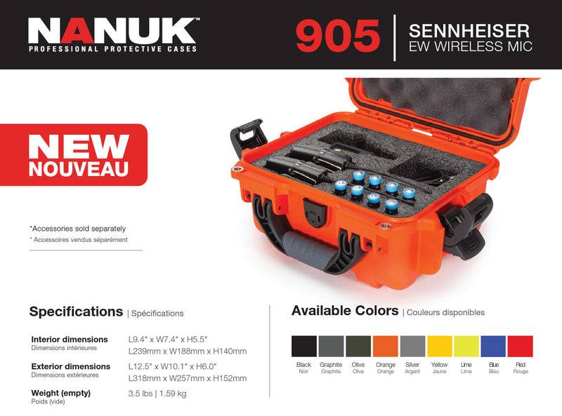 Nanuk 905 Case for Sennheiser EW Wireless Mic (Orange)