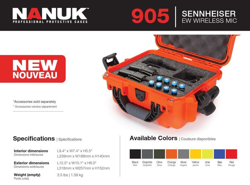 Nanuk 905 Case for Sennheiser EW Wireless Mic (Red)
