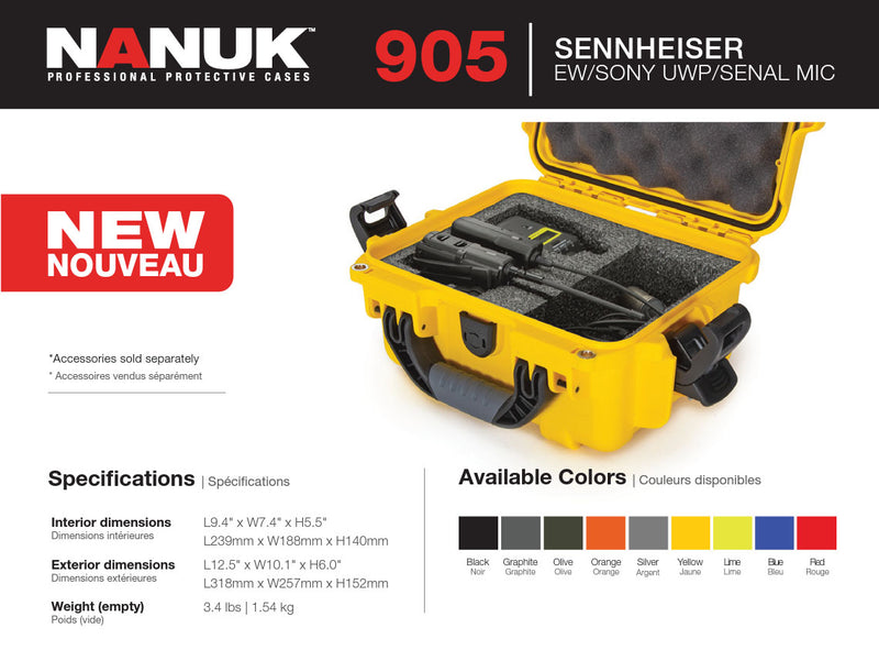 Nanuk 905 Case for Sennheiser EW/Sony or UWP/Senal System (Lime)