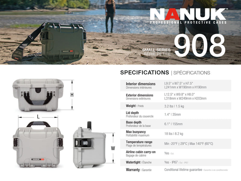 Nanuk 908 Case with Cubed Foam (Graphite)