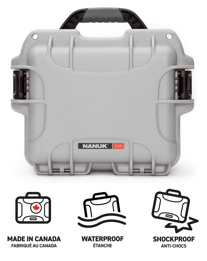 Nanuk 908 Case with Cubed Foam (Silver)