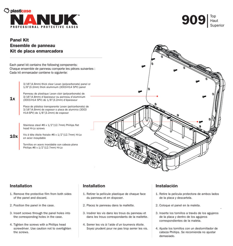 Nanuk Aluminium Panel Kit for 909 Nanuk Case (Top)