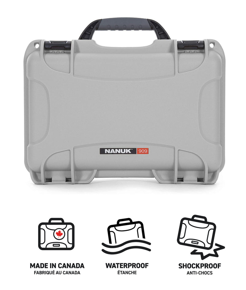 Nanuk 909 Case with Cubed Foam (Silver)