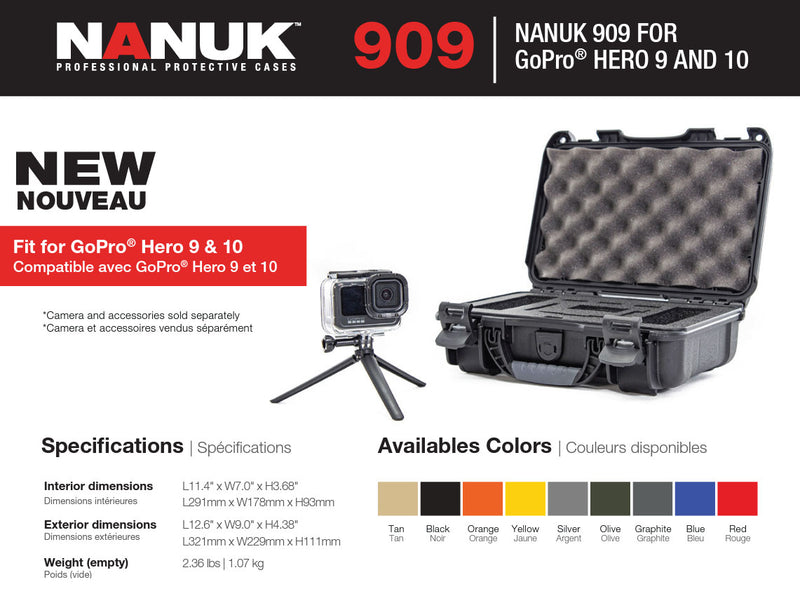 Nanuk 909 Case for GoPro HERO9/HERO10 (Graphite)