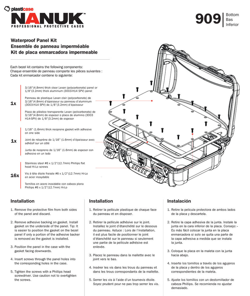 Nanuk Waterproof Polycarbonate Panel Kit for 909 Nanuk Case (Bottom)