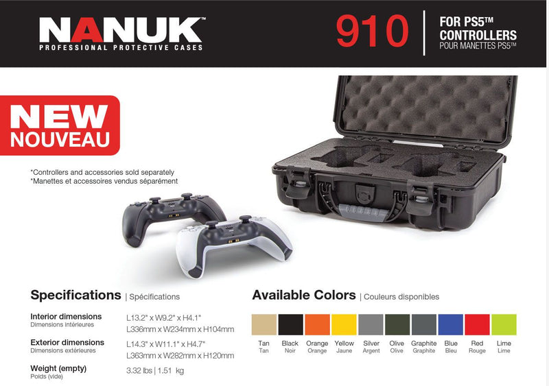 Nanuk 910 Case for (2x) PS5 Controllers (Black)