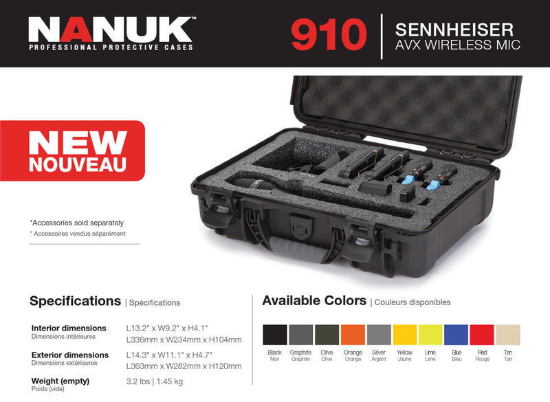 Nanuk 910 Case for Sennheiser AVX Wireless Mic (Black)