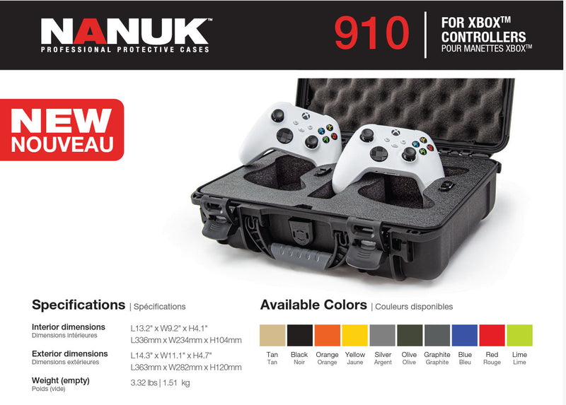 Nanuk 910 Case for 2 XBOX Controllers (Red)