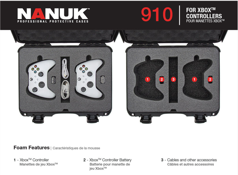 Nanuk 910 Case for 2 XBOX Controllers (Red)