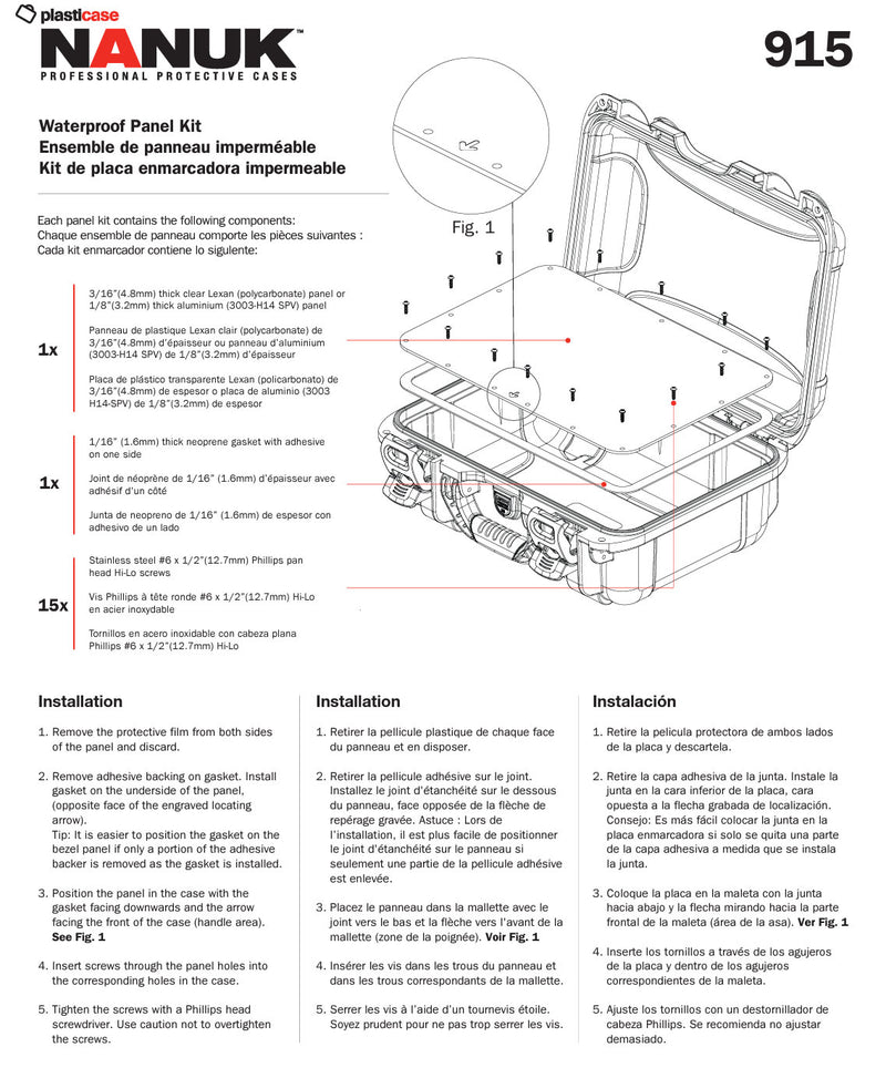 Nanuk Waterproof Aluminum Panel Kit for 915 Nanuk Case