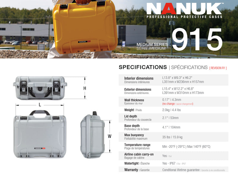 Nanuk 915 Case with Cubed Foam (Orange)