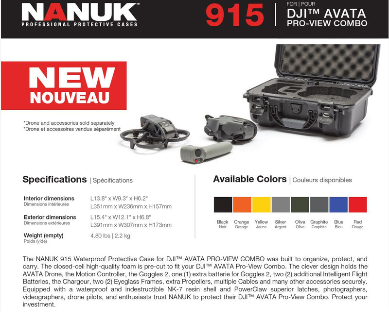 Nanuk 915 Case for DJI Avata Pro-View Combo (Black)