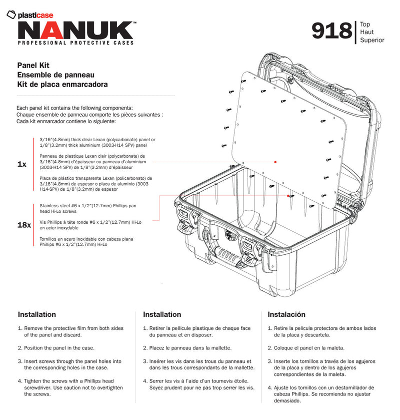 Nanuk 918 Waterproof Polycarbonate Panel Kit (Bottom)