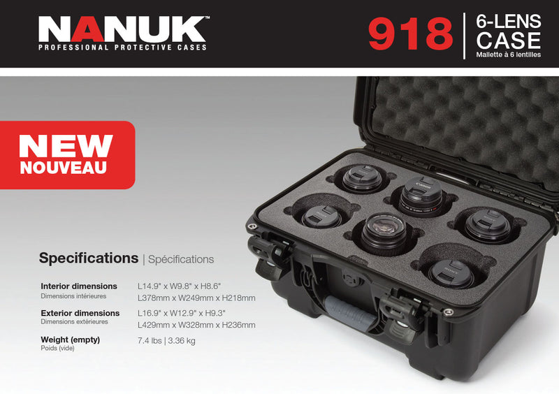 Nanuk 918 Case for 6 Camera Lens (Black)