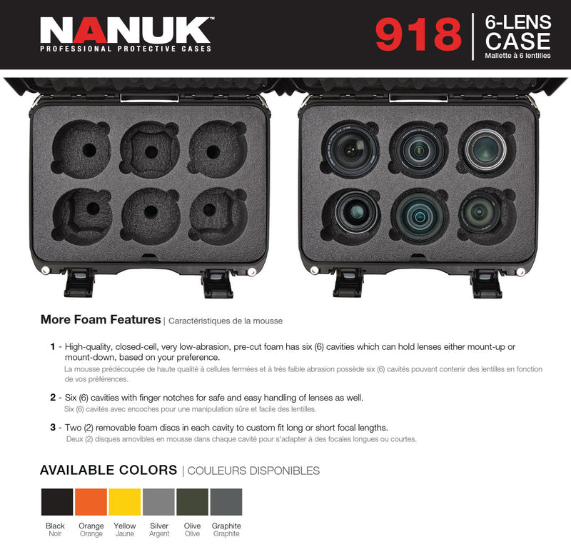 Nanuk 918 Case for 6 Camera Lens (Black)