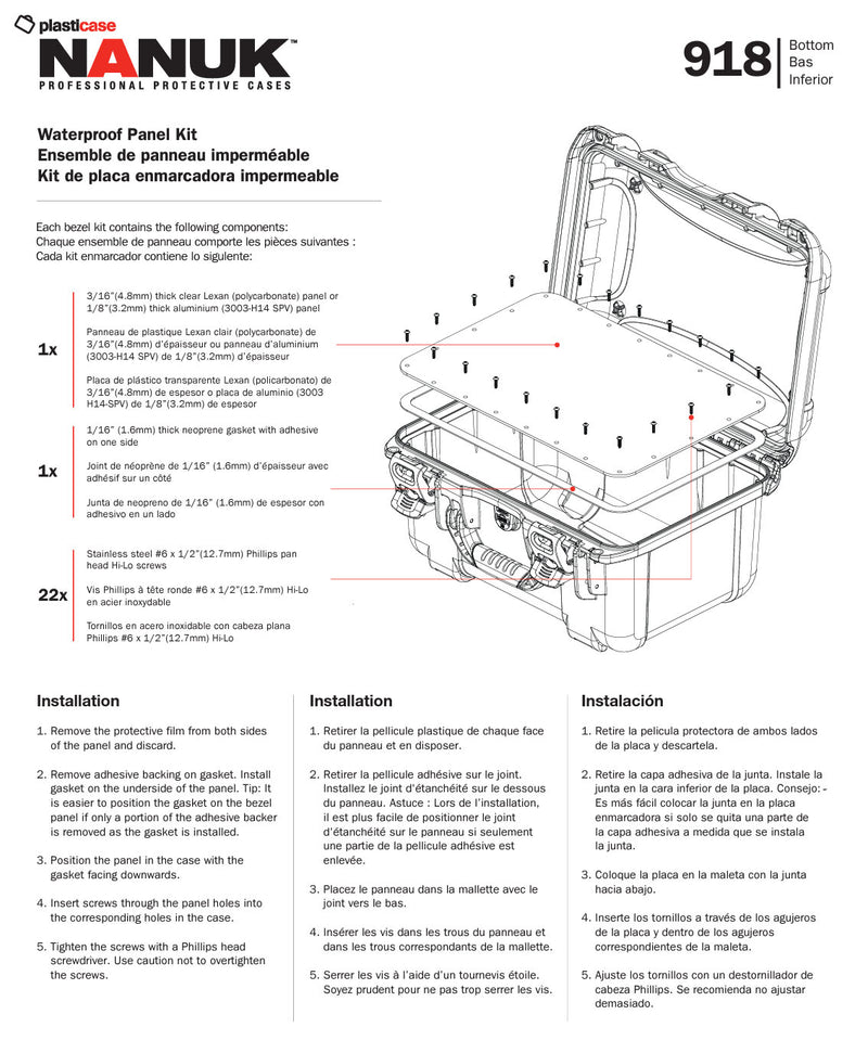 Nanuk 918 Waterproof Polycarbonate Panel Kit (Bottom)