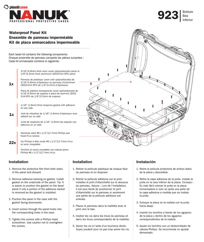 Nanuk 923 Waterproof Aluminium Panel Kit (Bottom)