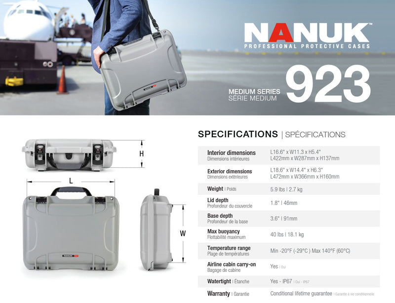 Nanuk 923 Case with Cubed Foam (Graphite)