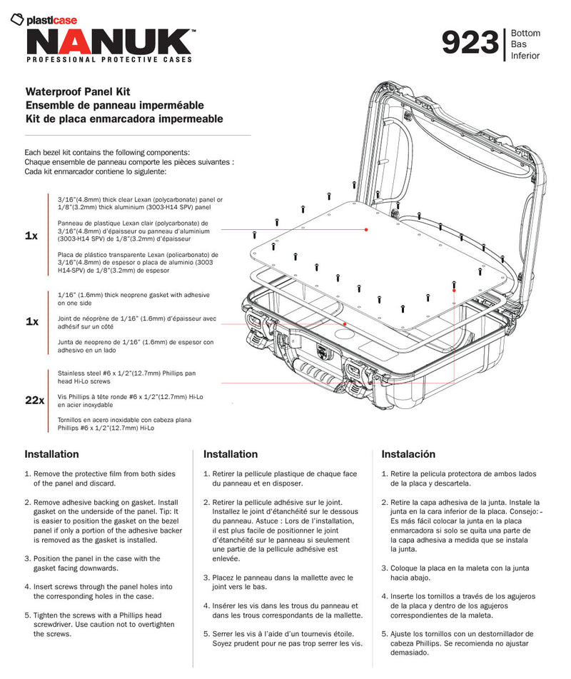 Nanuk 923 Waterproof Polycarbonate Panel Kit (Bottom)