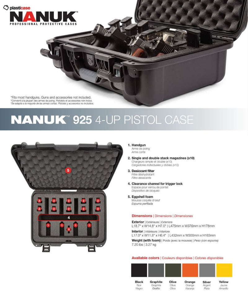 Nanuk 925 Case for 4UP Pistols (Black)