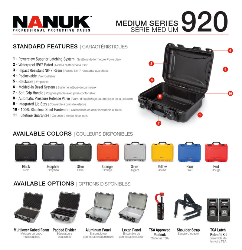 Nanuk 920 Case with Cubed Foam (Red)