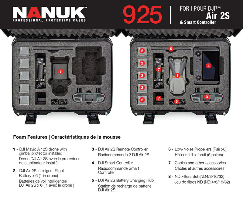 Nanuk 925 Case for DJI Air 2S and Smart Controller (Black)