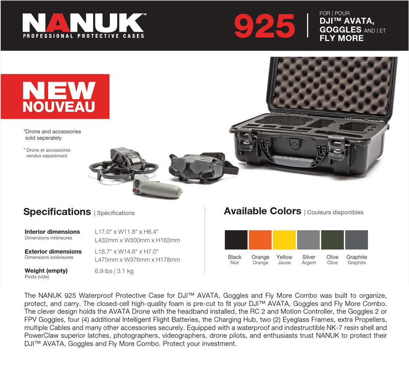 Nanuk 925 Case for DJI Avata with Goggles and Fly More (Graphite)