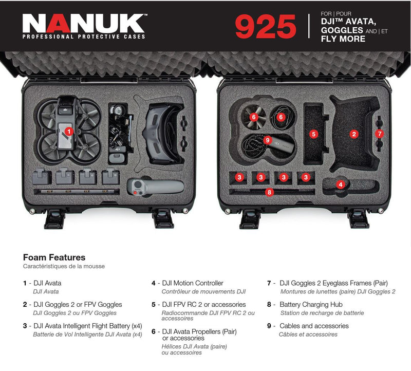 Nanuk 925 Case for DJI Avata with Goggles and Fly More (Graphite)