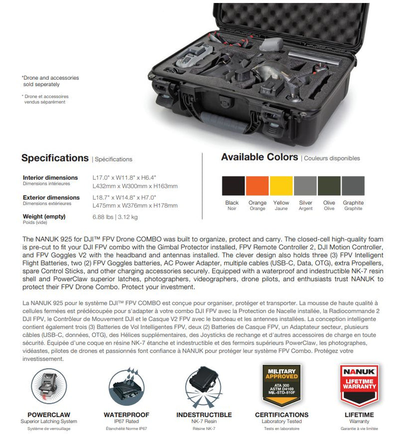 Nanuk 925 Case for DJI FPV Combo Drone (Yellow)