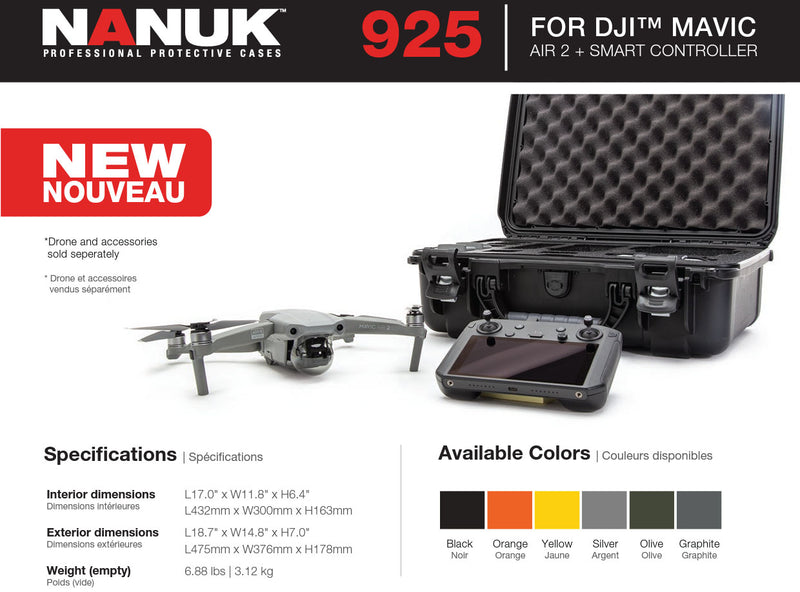 Nanuk 925 Case for Mavic Air 2 and Smart Controller (Black)