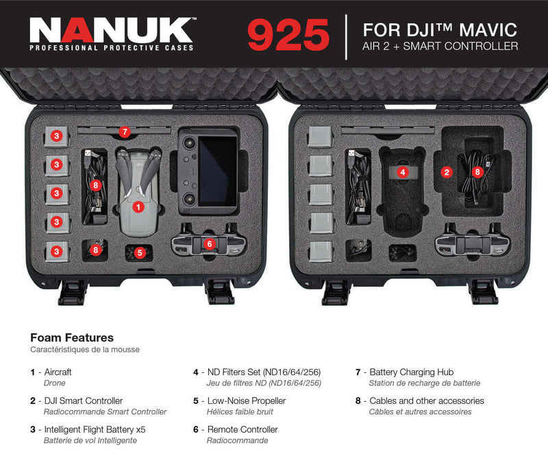 Nanuk 925 Case for Mavic Air 2 and Smart Controller (Silver)