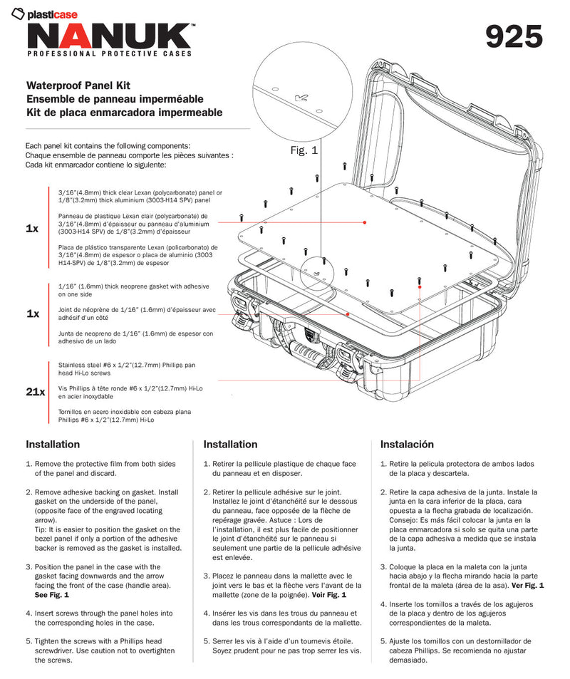 Nanuk Waterproof Polycarbonate Panel Kit for 925 Case