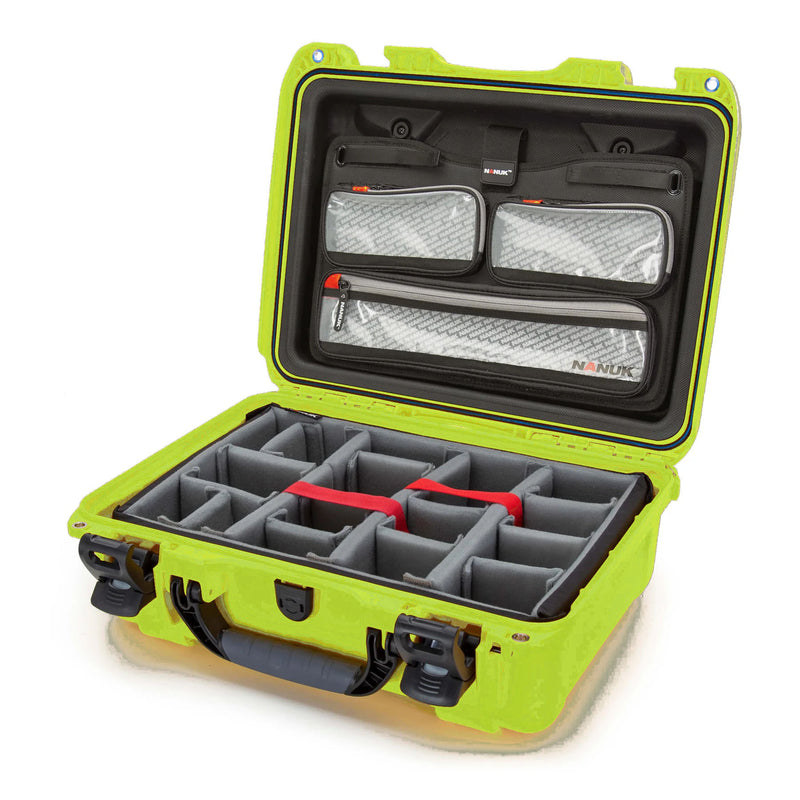 Nanuk 925 Case with Padded Divider and Lid Organizer (Lime)