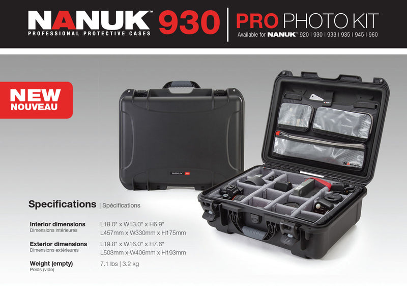 Nanuk 930 Pro Photo Case with Padded Divider and Lid Organizer (Graphite)