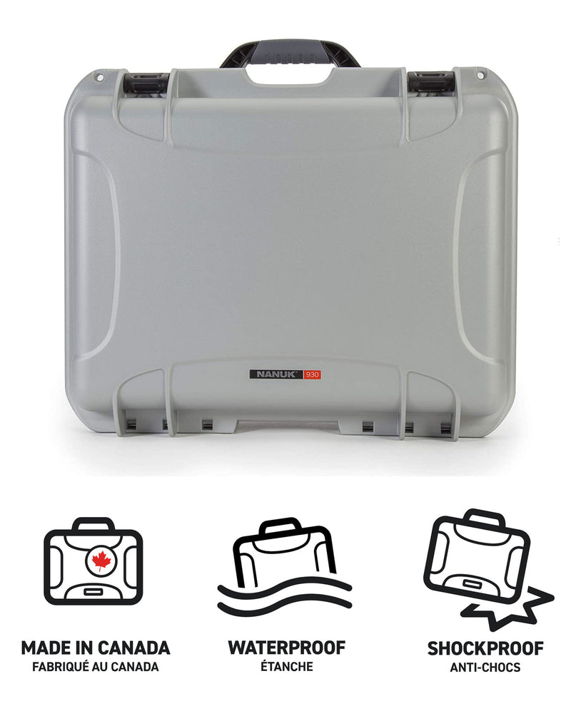 Nanuk 930 Pro Photo Case with Padded Divider and Lid Organizer (Silver)