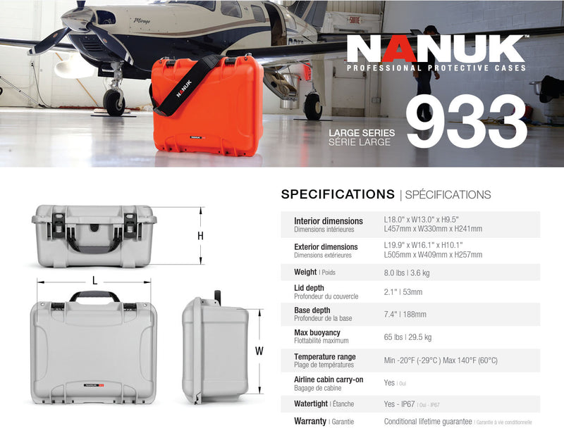 Nanuk 933 Case with Cubed Foam (Black)