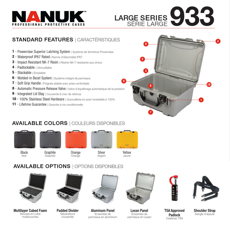 Nanuk 933 Case with Cubed Foam (Graphite)