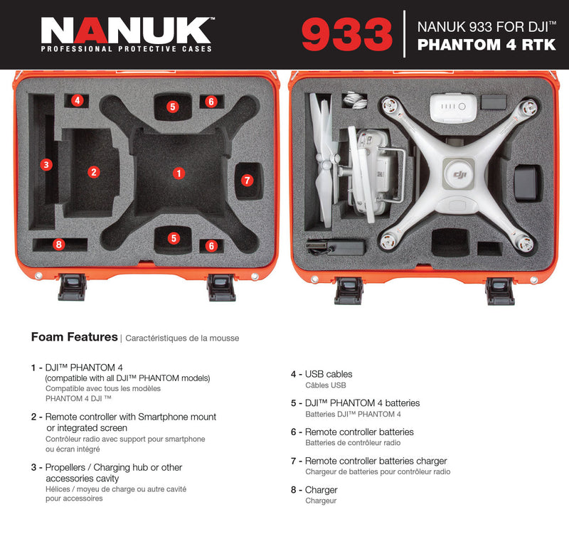 Nanuk 933 Case for DJI Phantom 3 / 4 / 4 Pro / 4 Pro + /  4 Pro + 2.0 / RTK (Black)