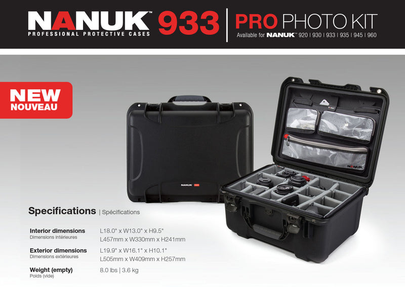 Nanuk 933 Pro Photo Case with Padded Divider and Lid Organizer (Orange)