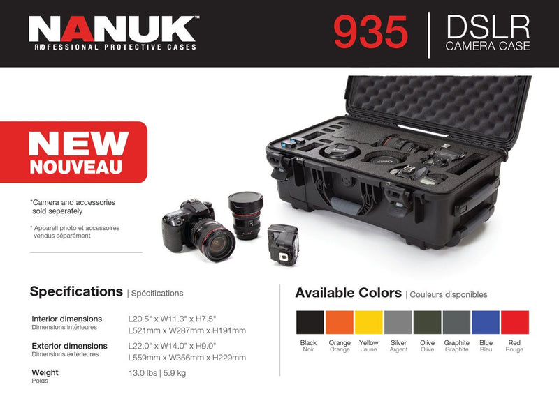 Nanuk 935 Case with Foam Insert for 2 Bodies DSLR Camera (Yellow)