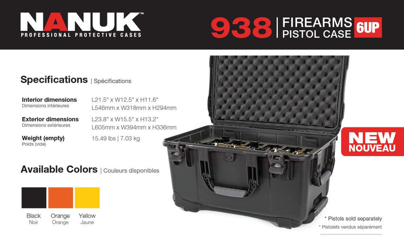 Nanuk 938 6 UP Gun Case (Yellow)