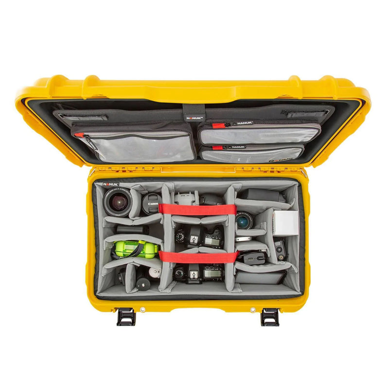 Nanuk 938 Pro Photo Case with Lid Organiser and Padded Divider (Yellow)