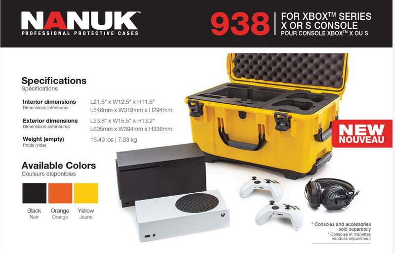 Nanuk 938 Case for XBOX X or S Series Console (Yellow)