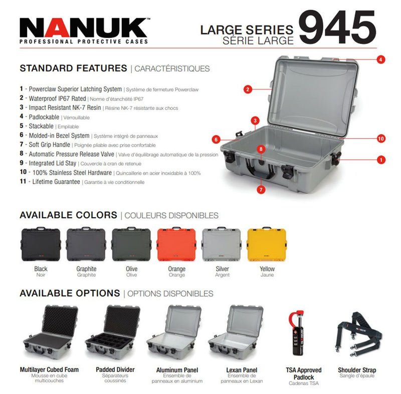 Nanuk 945 Case with Cubed Foam 4 Parts (Olive)