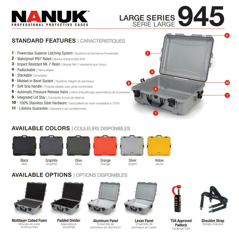 Nanuk 945 Case with Cubed Foam 4 Parts (Orange)