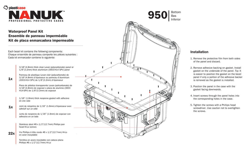 Nanuk 950 Aluminium Waterproof Panel Kit for 950 Case (Bottom)